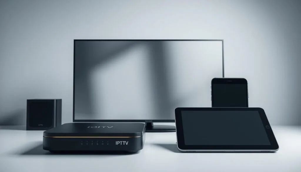 صورة ل تلفزيون وتابلت وهاتف محمول وجهاز iptv 